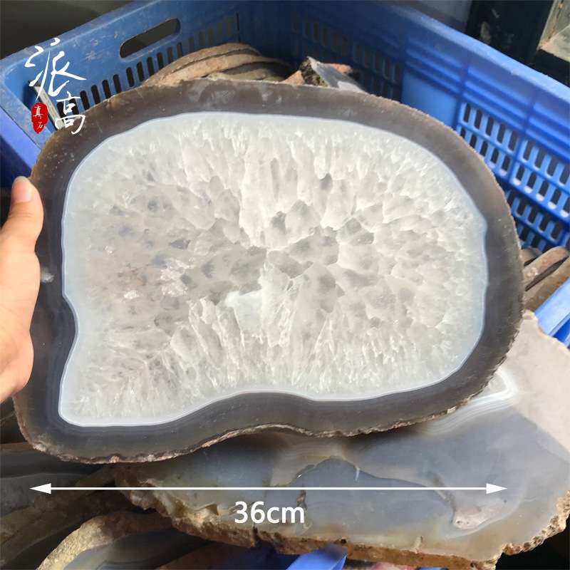 超大天然玛瑙石切片随形抛光玛瑙原石风景片茶杯垫工艺品摆件30cm