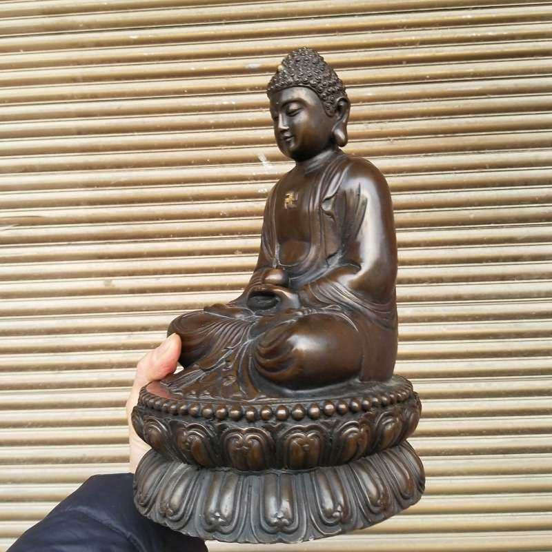 妙音铜艺铜如来佛祖阿弥陀佛莲台坐像铜器摆件
