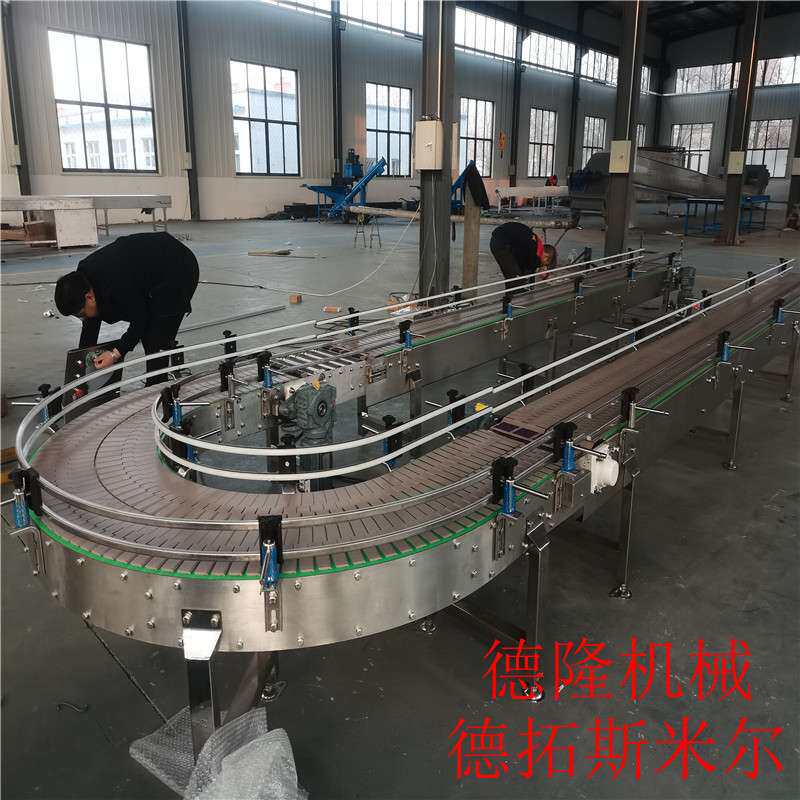 工业POM塑钢链板输送机食品塑料板式传送带不锈钢平行链板输送机