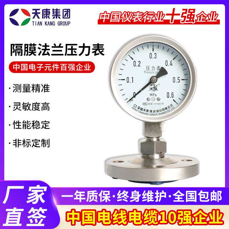 天康集团隔膜压力表厂家隔膜法兰压力表304耐震压力表螺纹压力表