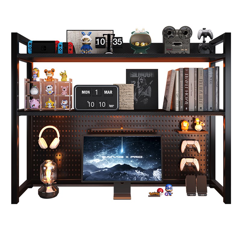 桌面多层简约书h架多功能学生书桌上收纳置物架铁艺洞洞板可放桌