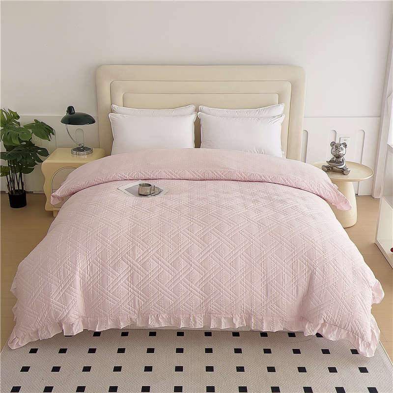 高端纯色泡泡棉被套单件夹棉绗缝被罩H子水洗棉夏凉被两用四季床