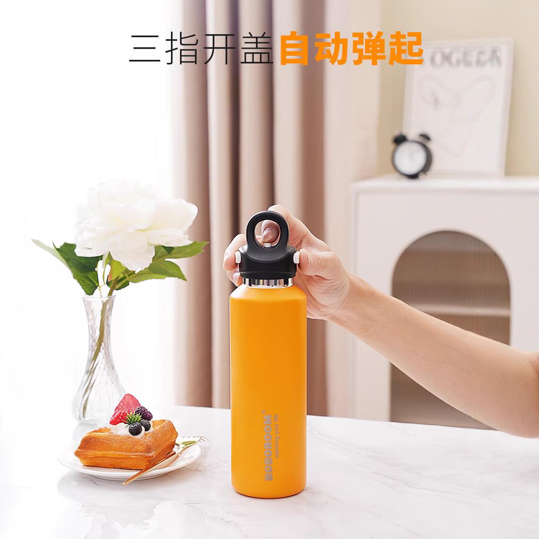 新款316不锈钢无螺纹保温保冷杯双层真空速开杯一键开启带锁扣