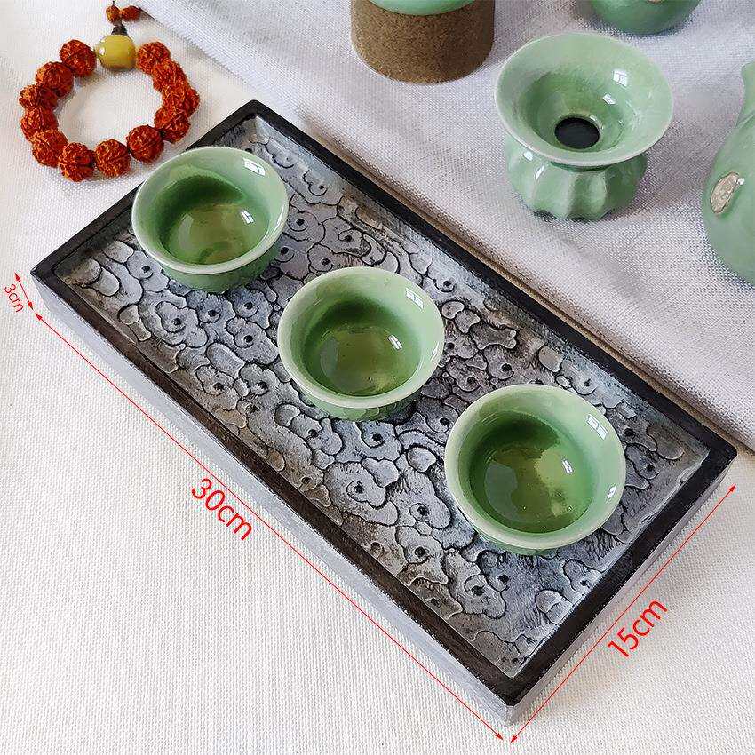 青石茶盘家用简约天然青石头石雕托盘干泡台火烧石办公室泡茶台