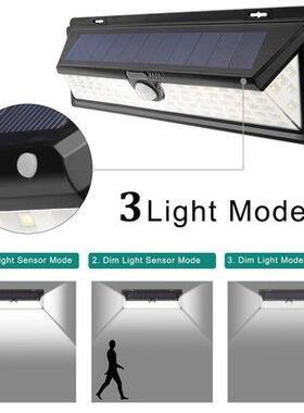 118LED太阳能防水三面人体红外感应壁灯庭院灯花园灯路灯智能
