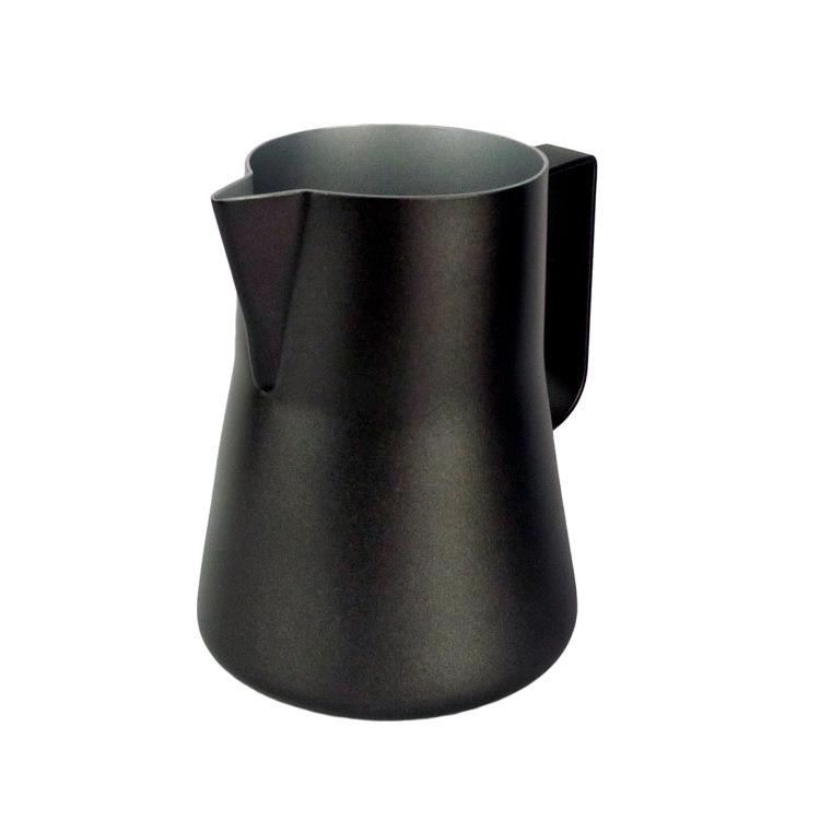 尖嘴斜口拉花杯 不锈钢加厚奶泡杯 黑色花式咖啡店拉花缸厂家
