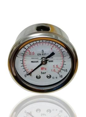 全钢耐震充油压力表不锈钢轴向EN837-1注液YNBF50Z 16BAR 1.6MPA