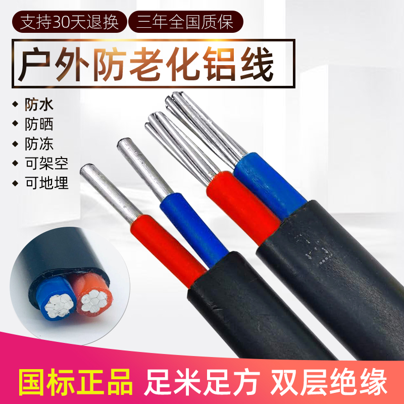 国标户外铝芯电线i电缆线铝线2芯2.5 4 6 10 16  25平方家用架空