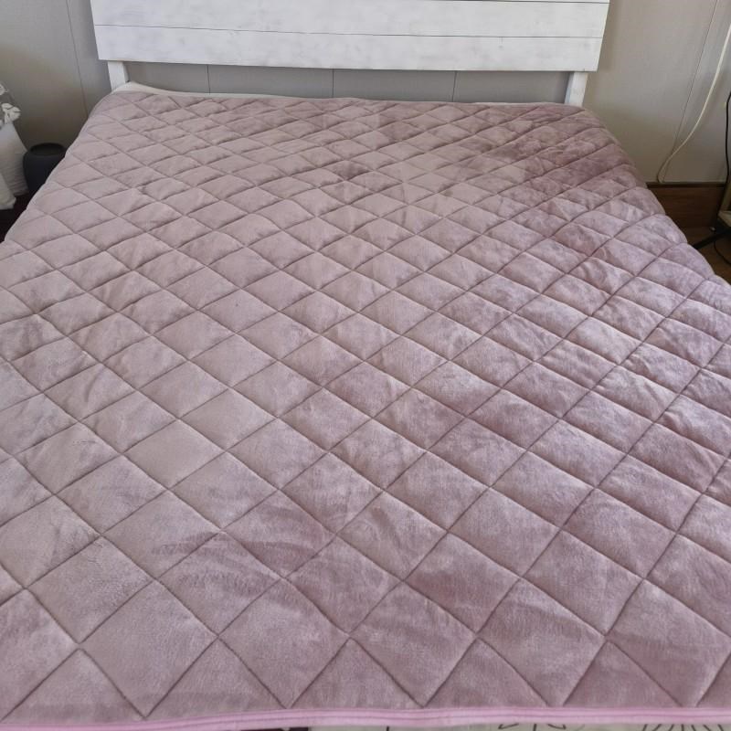 日单法兰绒床垫150x200 180x200cm防滑固定带 保暖可Z机洗可折叠