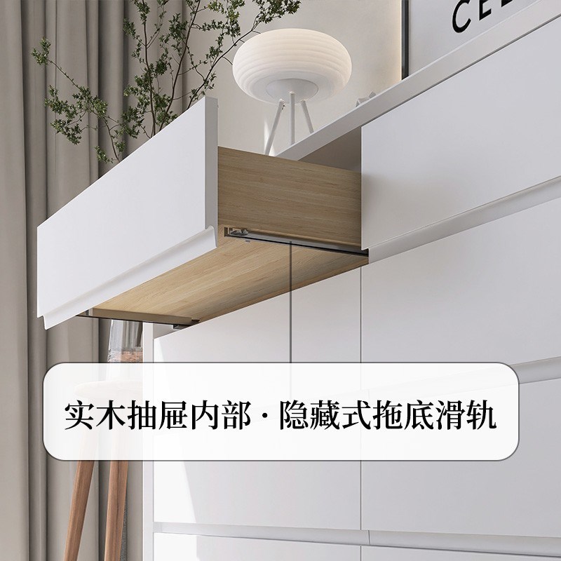 意式极简八斗柜烤漆n北欧现代客厅实木餐边柜卧室床尾抽屉收纳柜