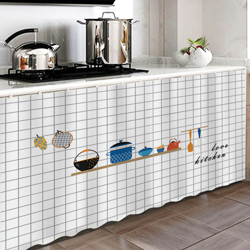 遮挡帘防a水防油橱柜遮挡布帘台柜子帘子杂物厨房门帘防尘遮丑滑