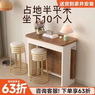 实木折叠餐桌客厅家用胡桃色可变吃饭桌子小户型长方形10人可伸缩