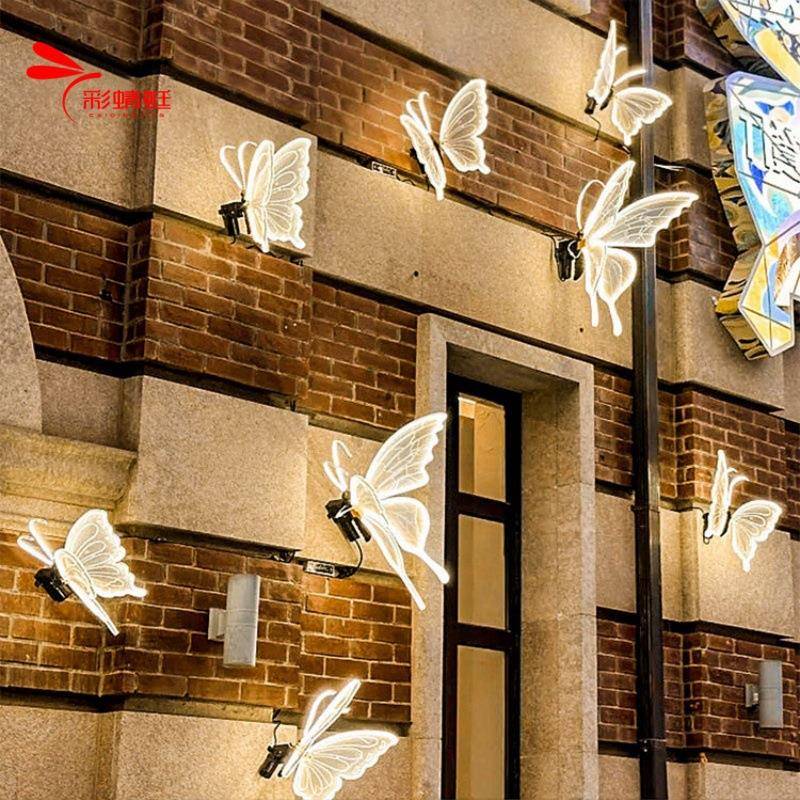 户外防水发光动态蝴蝶灯景观灯自动展翅电动仿真蝴蝶灯花园昆虫灯
