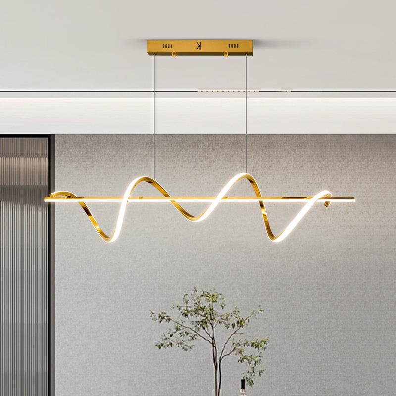轻奢长条餐厅吊灯S形不锈钢led餐桌现代极简饭厅店铺前台家居