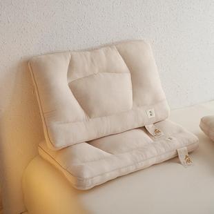 质朴棉麻单人护颈枕头枕芯柔软透气酒店民宿睡觉中低枕学生宿舍枕