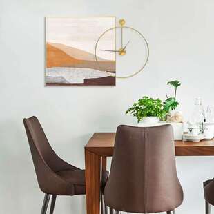 餐厅极简意式时钟客厅装饰画搭配现代抽象样板房玄关入户挂画立体