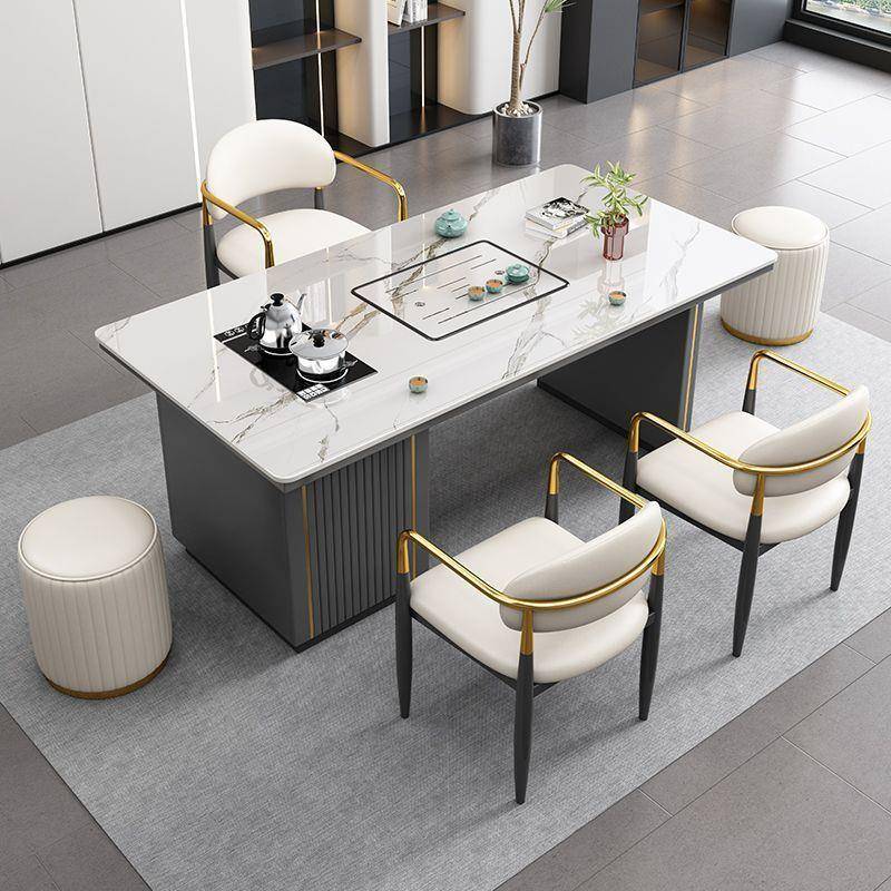 意式岩板茶台轻奢现代网红小户型客厅茶桌小户型方形茶几高级储物