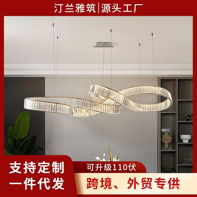 水晶餐厅吊灯轻奢简约奢华别墅复式楼客厅展厅售楼部高端吧台吊灯