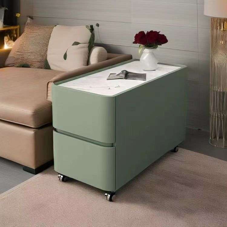 沙发侧边柜全实木现代简约岩板边几轻奢客厅侧边桌可移边几储物柜