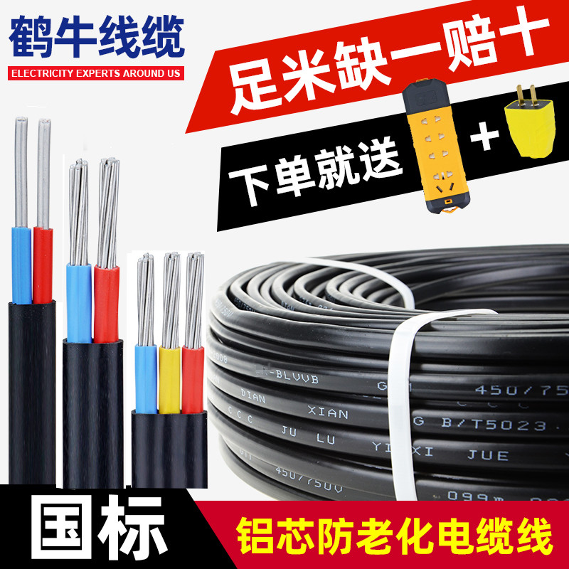 国标2芯3芯电缆j线铝芯家用户外电线 4 6 10 16平方架空铝线护套