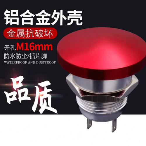 AD16mm金属按钮开关 蘑菇头复位 电动 电源开关 启动开关净化开关