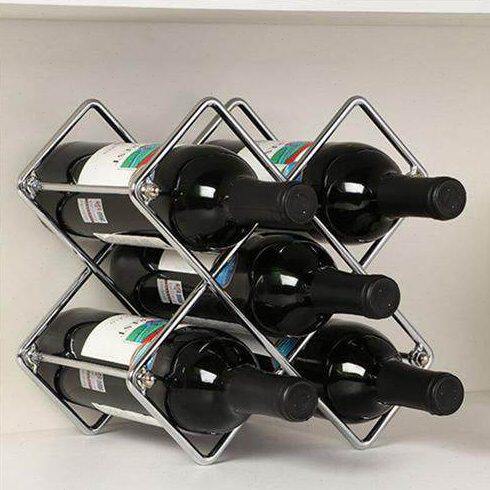 现货速发家用欧式轻奢菱形铁艺红酒架客厅落地葡萄酒置物架酒柜收