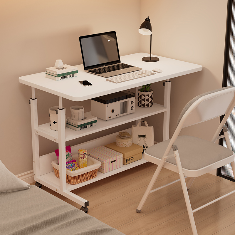 可移动卧室阳台置物桌学生宿舍学B习桌可折叠床边桌简易可升降小