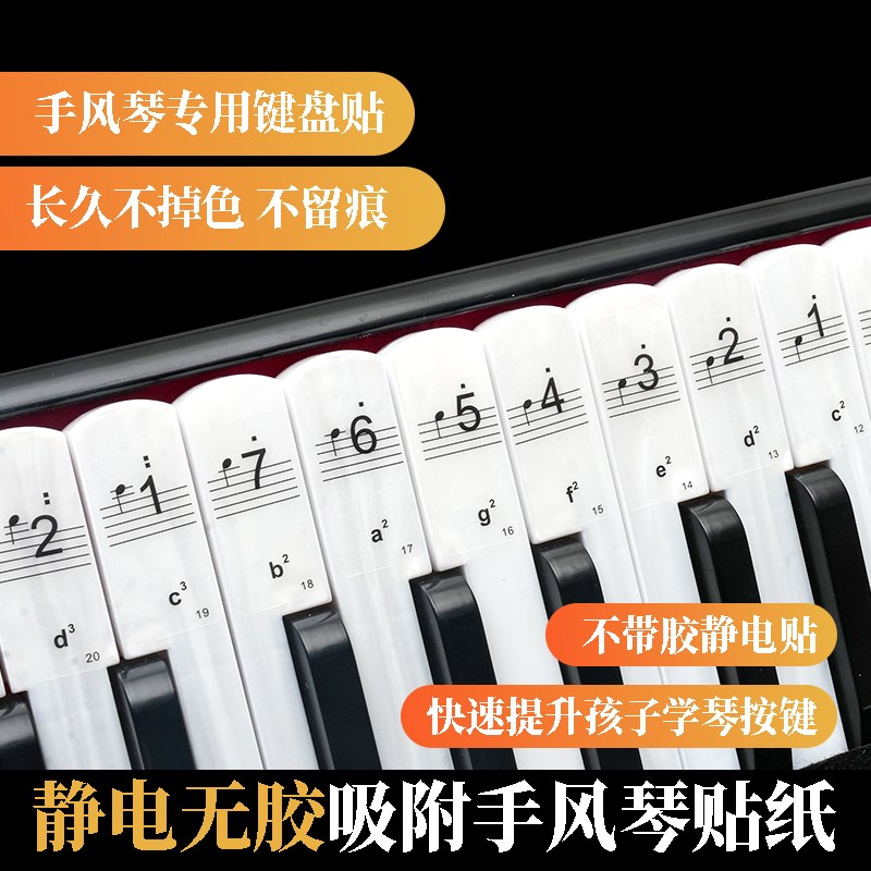 手风琴专用静电键j盘贴8.60.96.120贝斯初学入门简谱五线谱音符贴