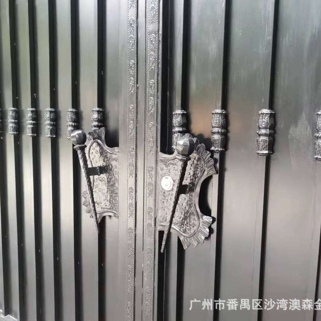 别墅大门乡村围墙庭院铁艺双开门全封闭式门中门手动对开烤漆大门