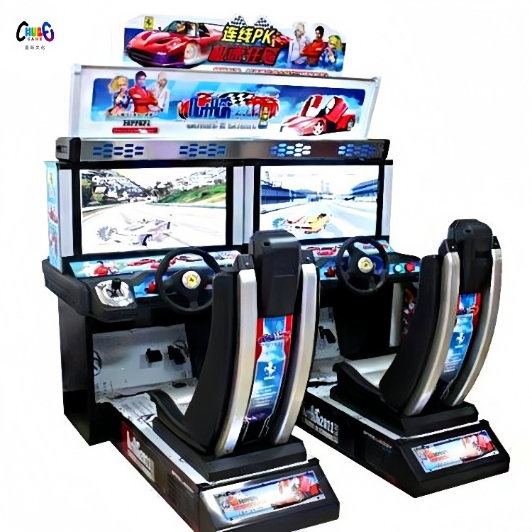 高清体感互动赛车模拟机32寸连体环游设备电玩城大型投币式游戏机