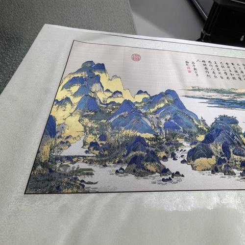 装饰画高端蜀锦织造客厅装饰千里江山图大气挂画定制国风手工卷轴