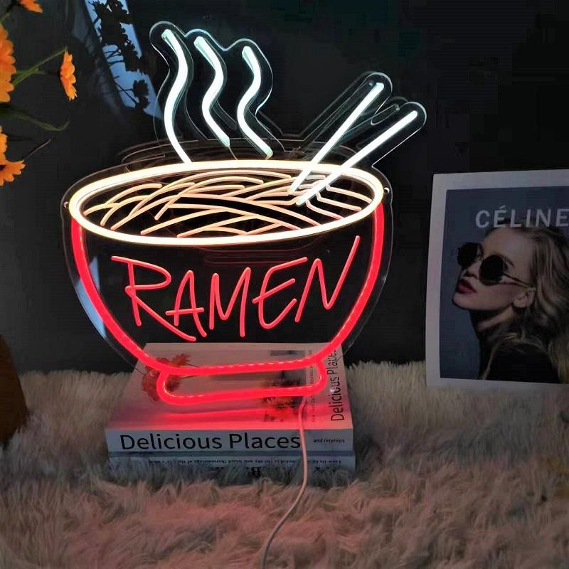 led霓虹灯创意个性RAMEN拉面馆招牌发光广告造型灯氛围装饰夜灯