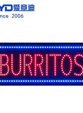 外贸定 制LED BURRITOS 33x81cm LED 发光广告牌LED标识招牌灯箱