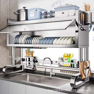 304不锈钢厨房水槽置物架水池碗碟收纳洗碗防尘多功能碗盘沥水柜