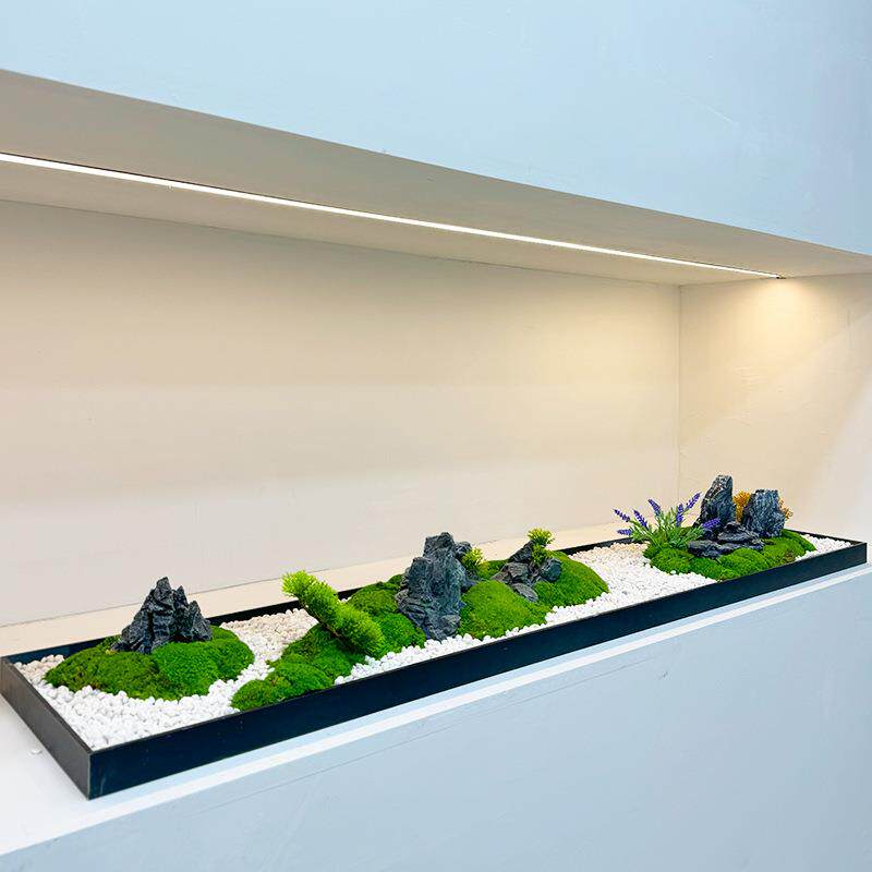 仿真绿植永生青苔藓石头假山植物简约装饰玄关过道样板房桌面摆件