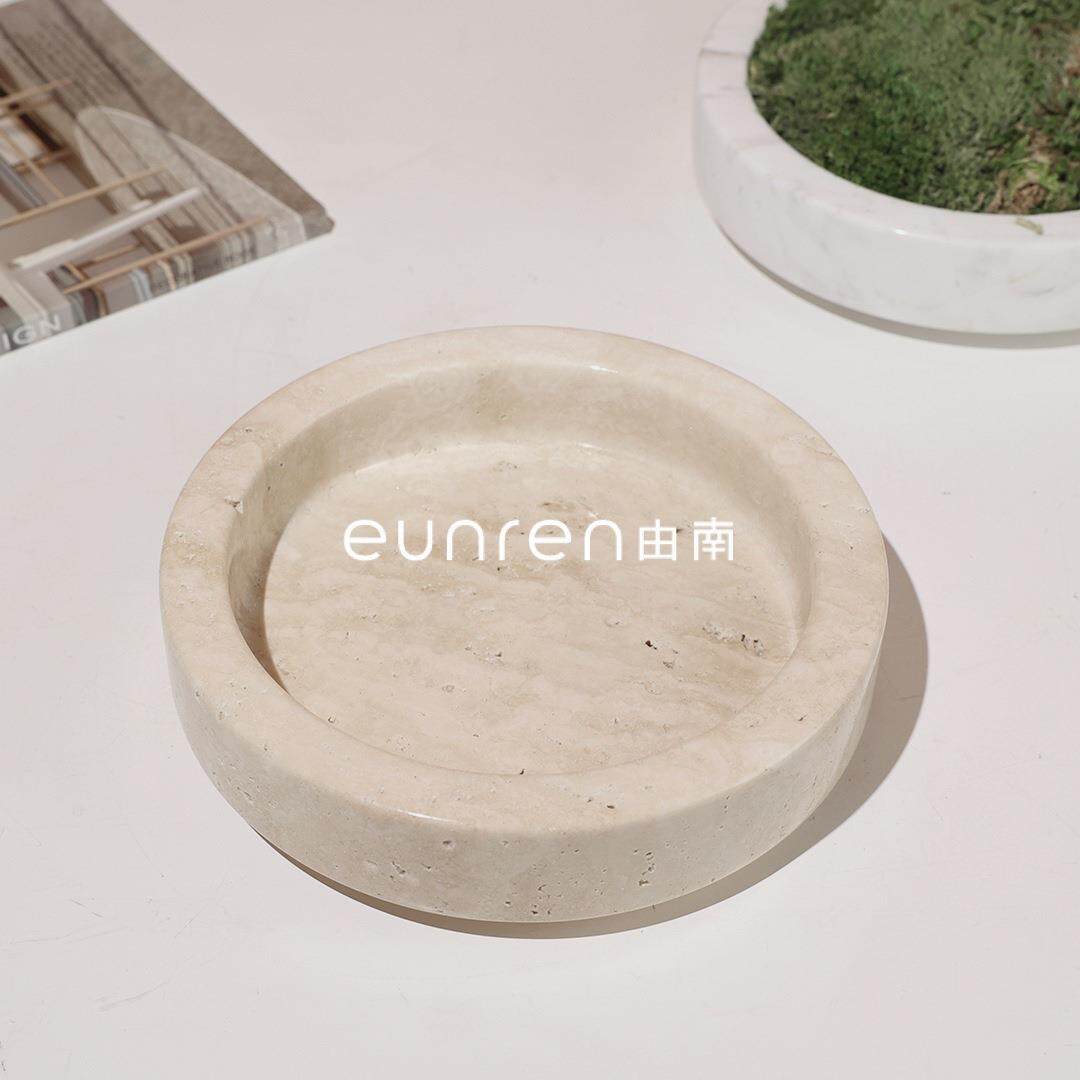 现代轻奢天然大理石绿植花盆植物花器盆栽样板房软装家居饰品摆件