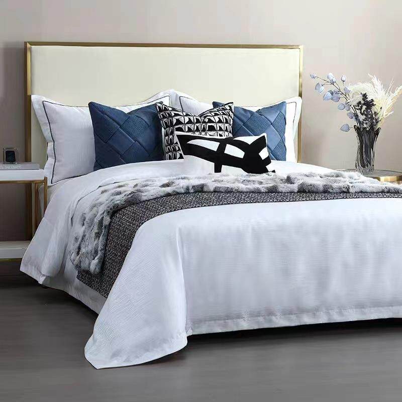 轻奢现代样板间床品售楼部样板房软装摆场极简床上用品多件套