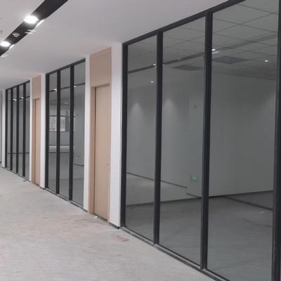 办公室玻璃隔断墙磨砂铝合金双层带百叶内钢外铝防火玻璃隔断