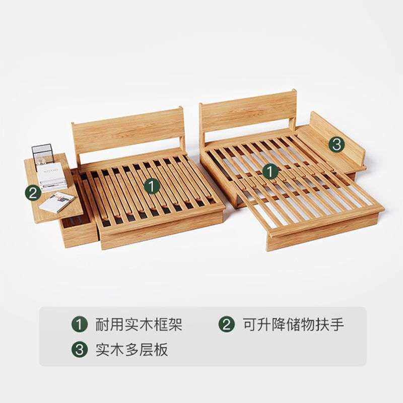 日式实木小沙发简约家用小户型客厅折叠沙发床一体两用伸缩多功能