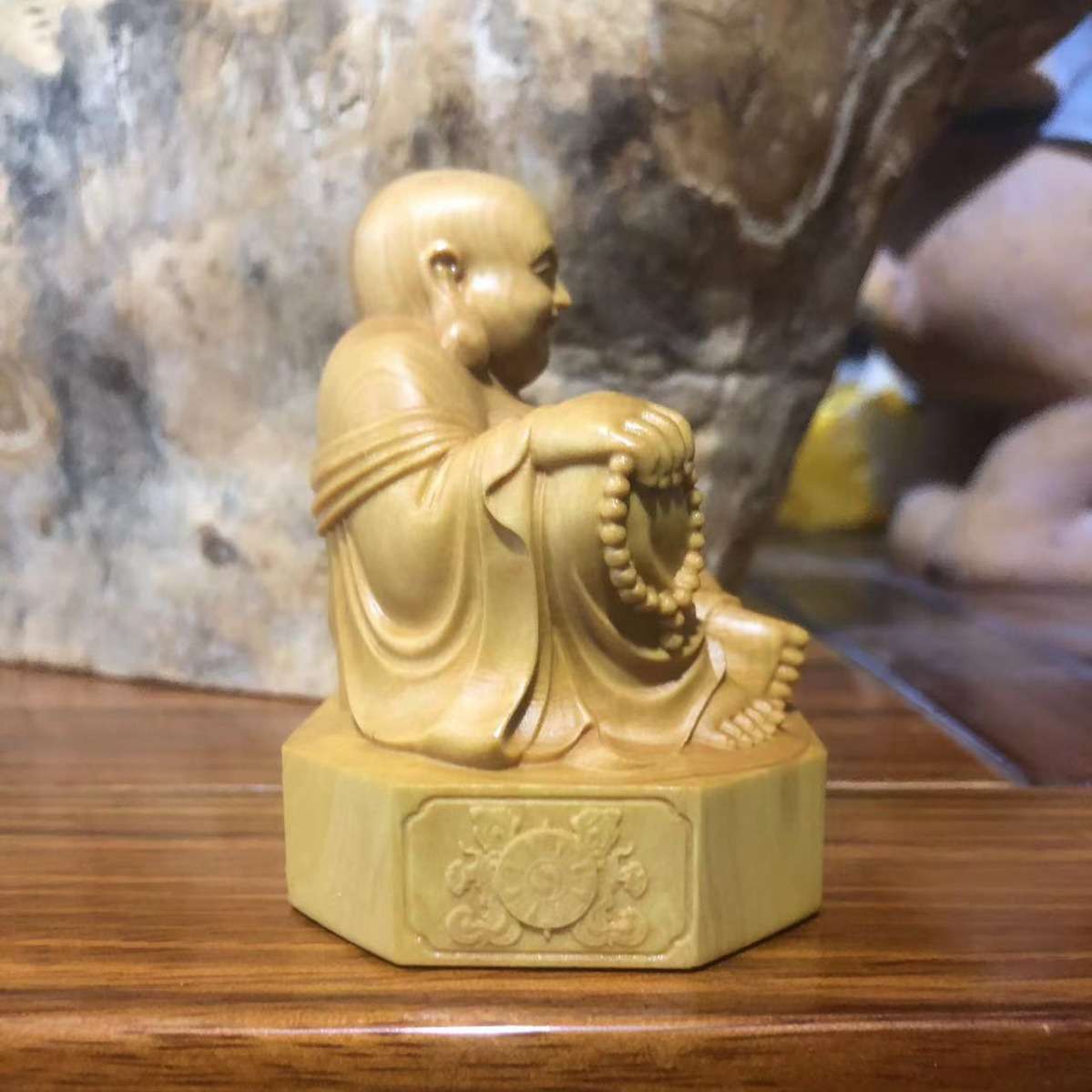弥勒摆件厂家 黄杨木雕家居
