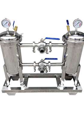 厂家销售抱箍快开式一开一备不停机不锈钢4号机双联袋式过滤器