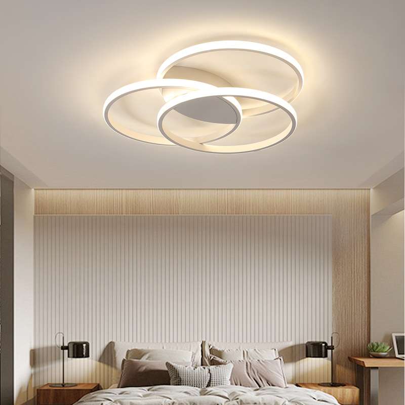 现代简约灯亚克力铝材吸顶灯卧室主卧led灯圆环时尚侧边发光灯具
