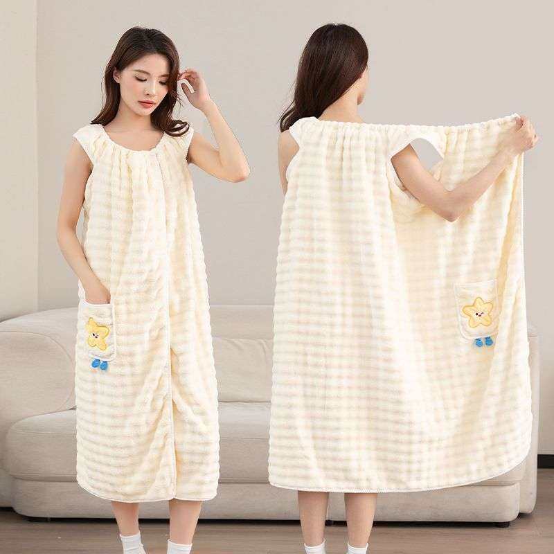 泡泡新款浴裙长款吊带浴袍家用洗澡吸水可穿式浴巾速干不掉毛宿舍,3C数码配件,USB灯,淘宝优惠券,粉丝福利购,淘宝优惠卷