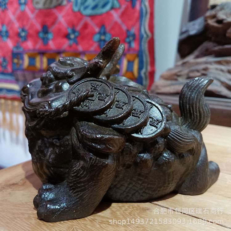 紫铜 龙首三足金蟾 风水聚财摆件 博古架陈列工艺品铜器(现货)