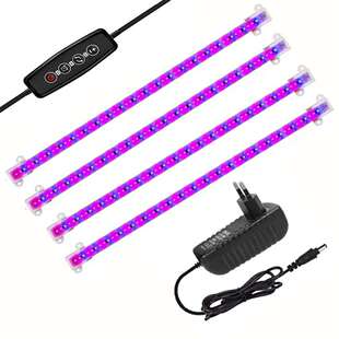 亚马逊LED12V植物生长灯条一拖四定时植物补光灯室内园艺水培温室