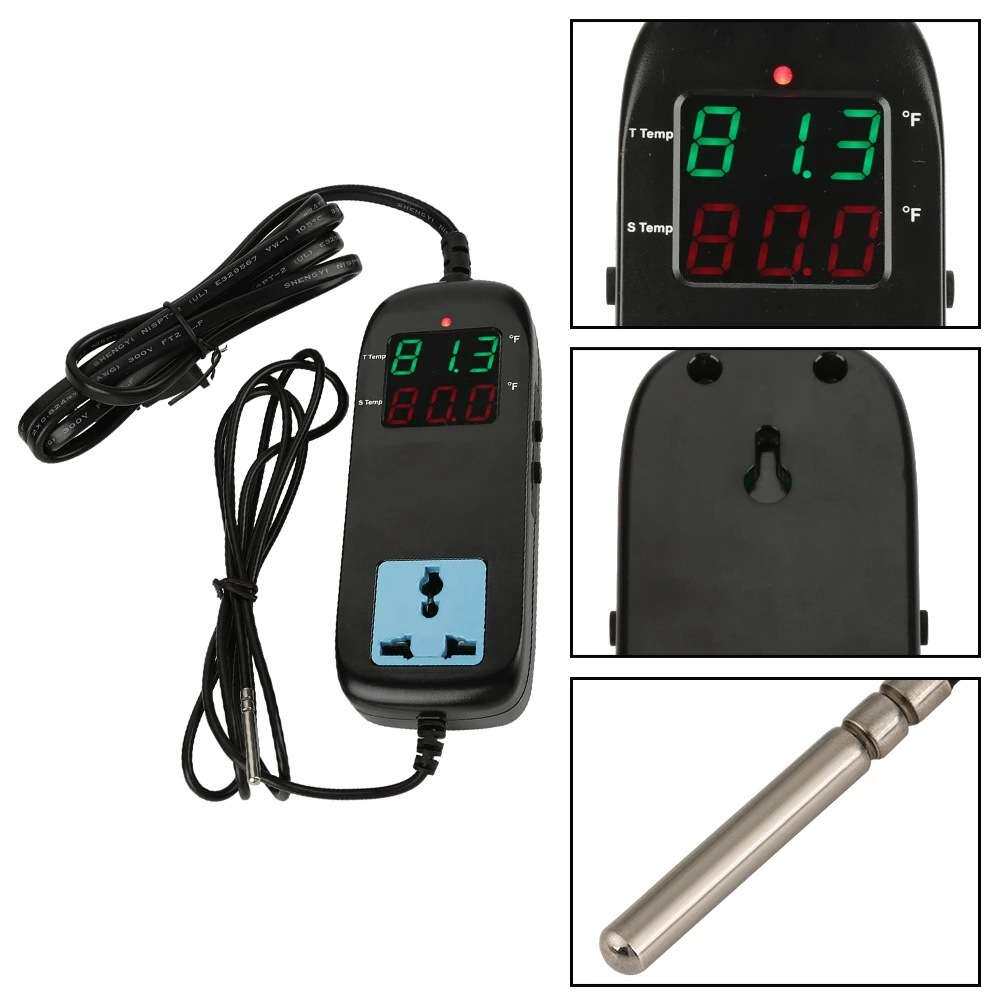 温控器数字显示智能电子温控器恒温器输出AC90-250V带电源线温控