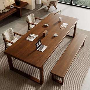 白蜡木大长书桌家用实木办公桌椅客厅学习写字电脑桌莫比恩工作