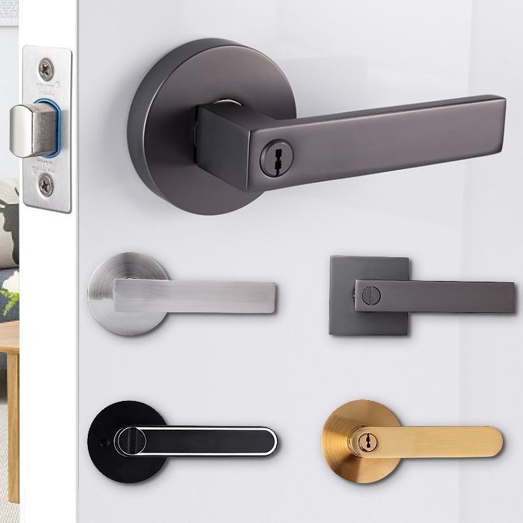 静音磁力锁三杆锁磁吸通用执手锁圆把手锁室内门锁过道锁房间门锁