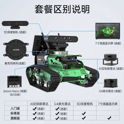 ROS机器人坦克履带智能车SLAM导航JetTank自动驾驶JetsonNano小车