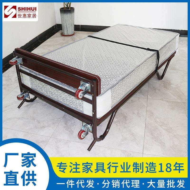 厂家豪华直立式弹簧床单人便携折叠床防火阻燃直立式折叠床